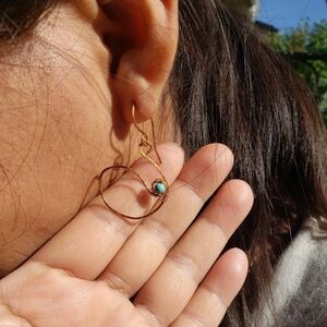Handmade pure copper Turquoise earrings